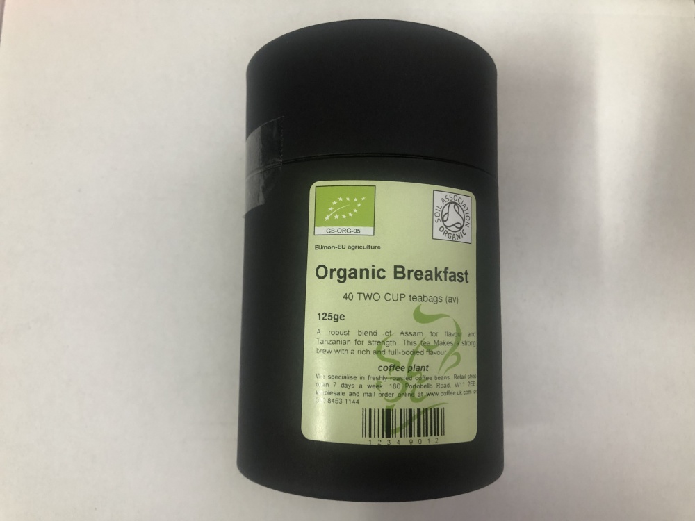 Organic Breakfast 2 cup tea bag canister
